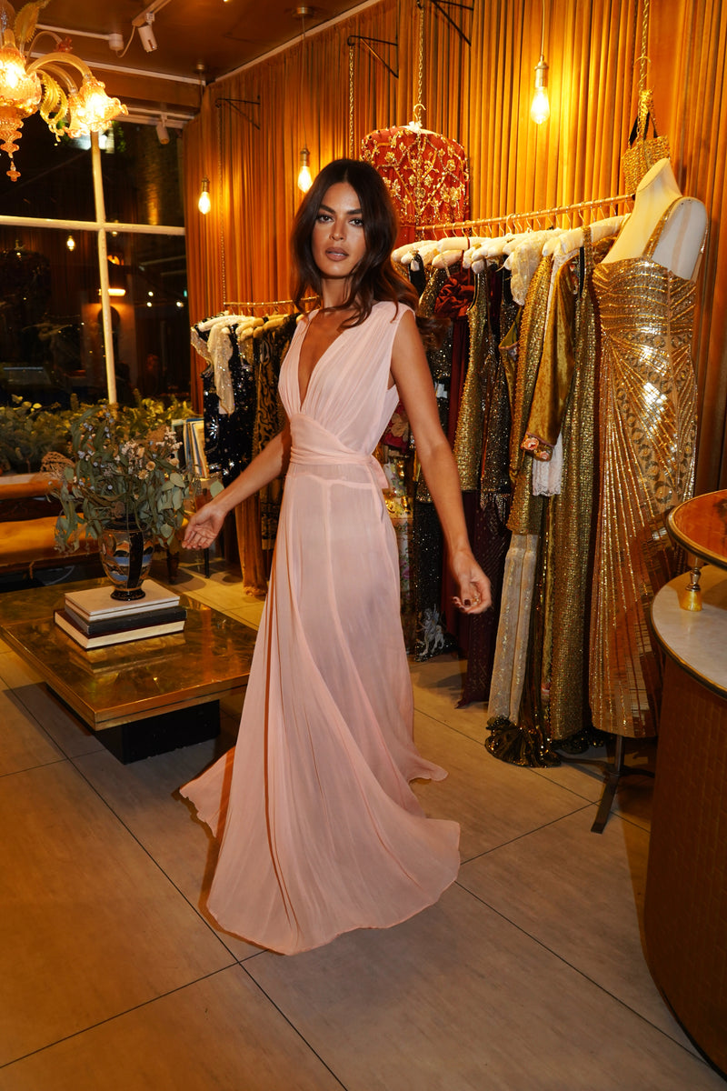 1930s Pink Silk Gown