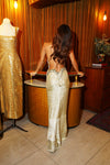 1920s Ivory and Gold  Metallic Gown
