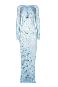 Blue Sequin Maxi Dress