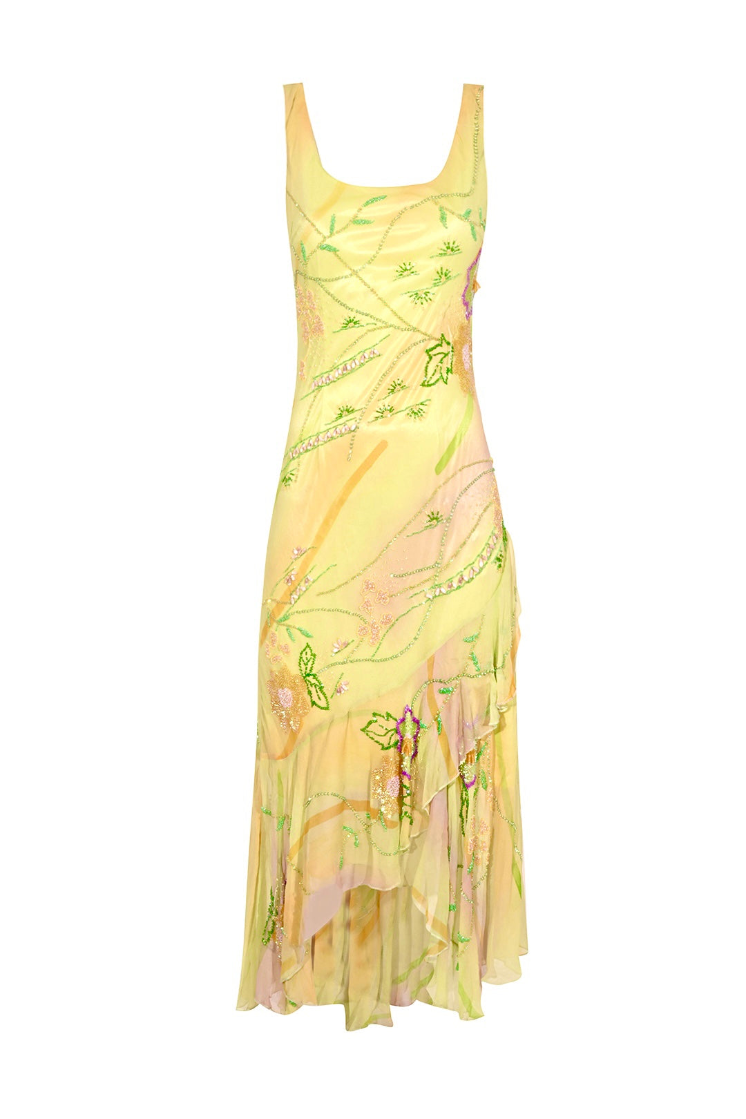 Yellow Garden Silk Dress
