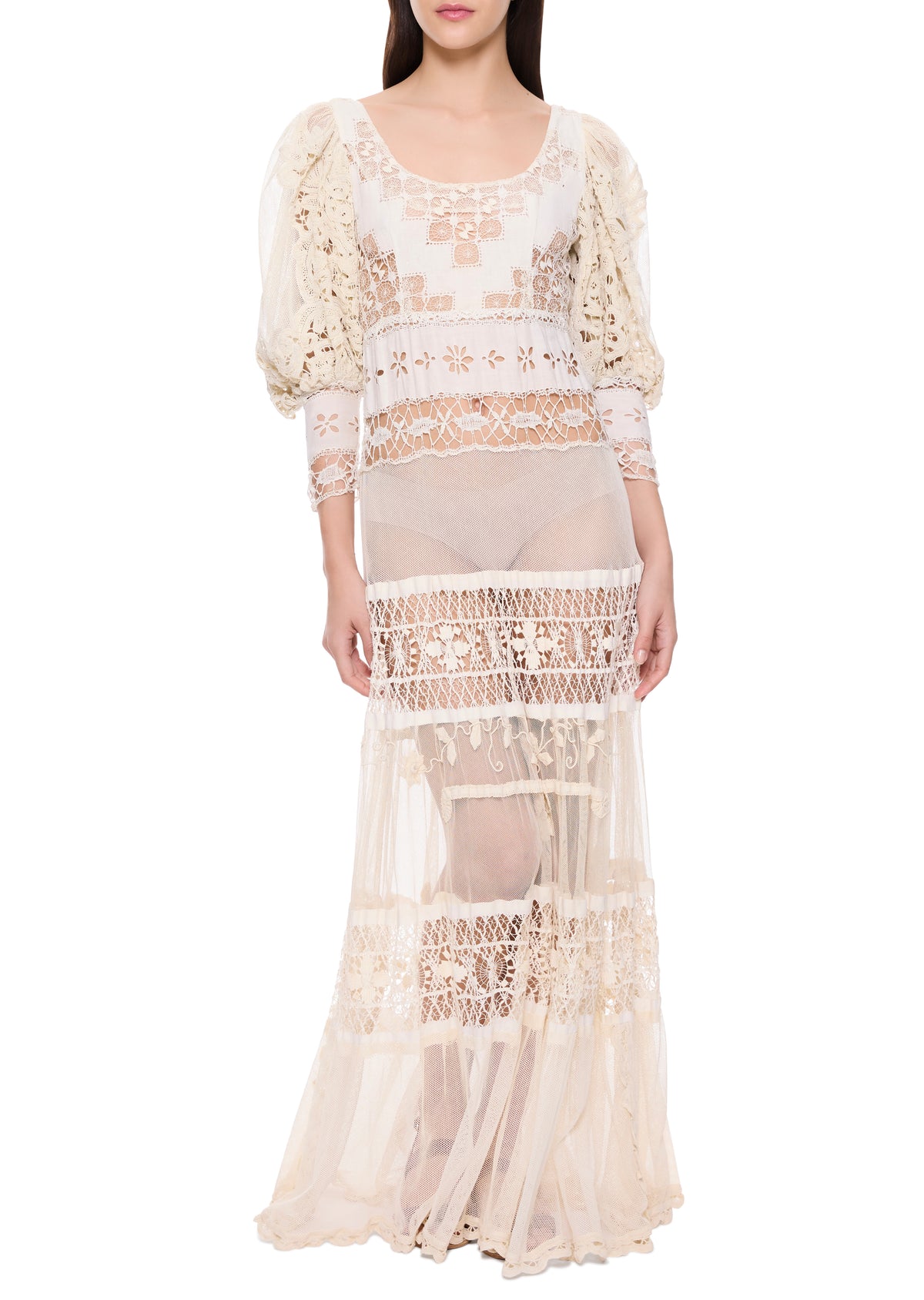 1920s white lace dress 1920s day dress in off-white with short sleeves