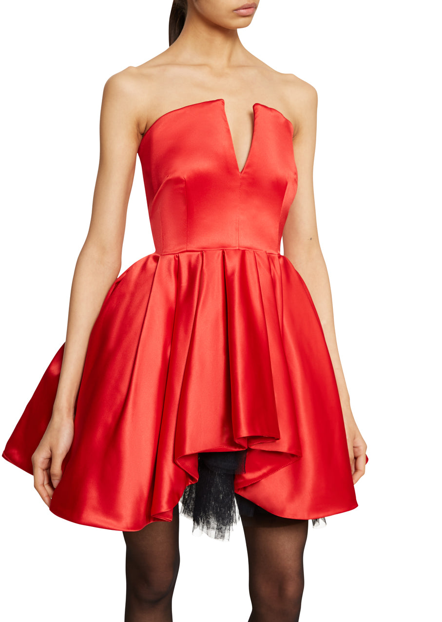 Red strapless skater sales dress