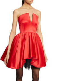 Corset Red Silk Mini Dress
