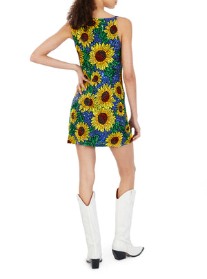 Sunflower Beaded Mini Dress