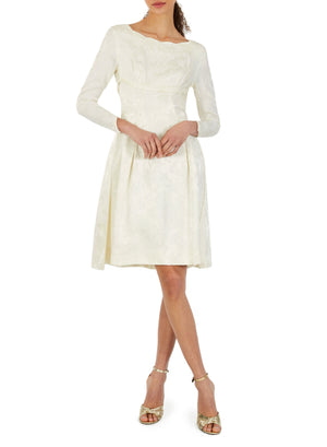 Silk White Brocade Dress