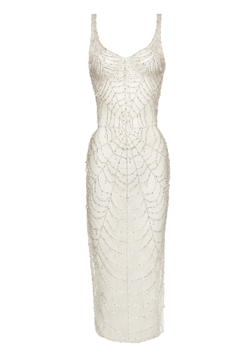 Cobweb Midi Dress - Pearl