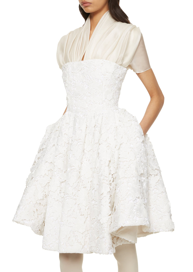 Ivory Lace Shadow Mini Dress
