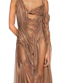 Bronze Wetlook Mini Dress