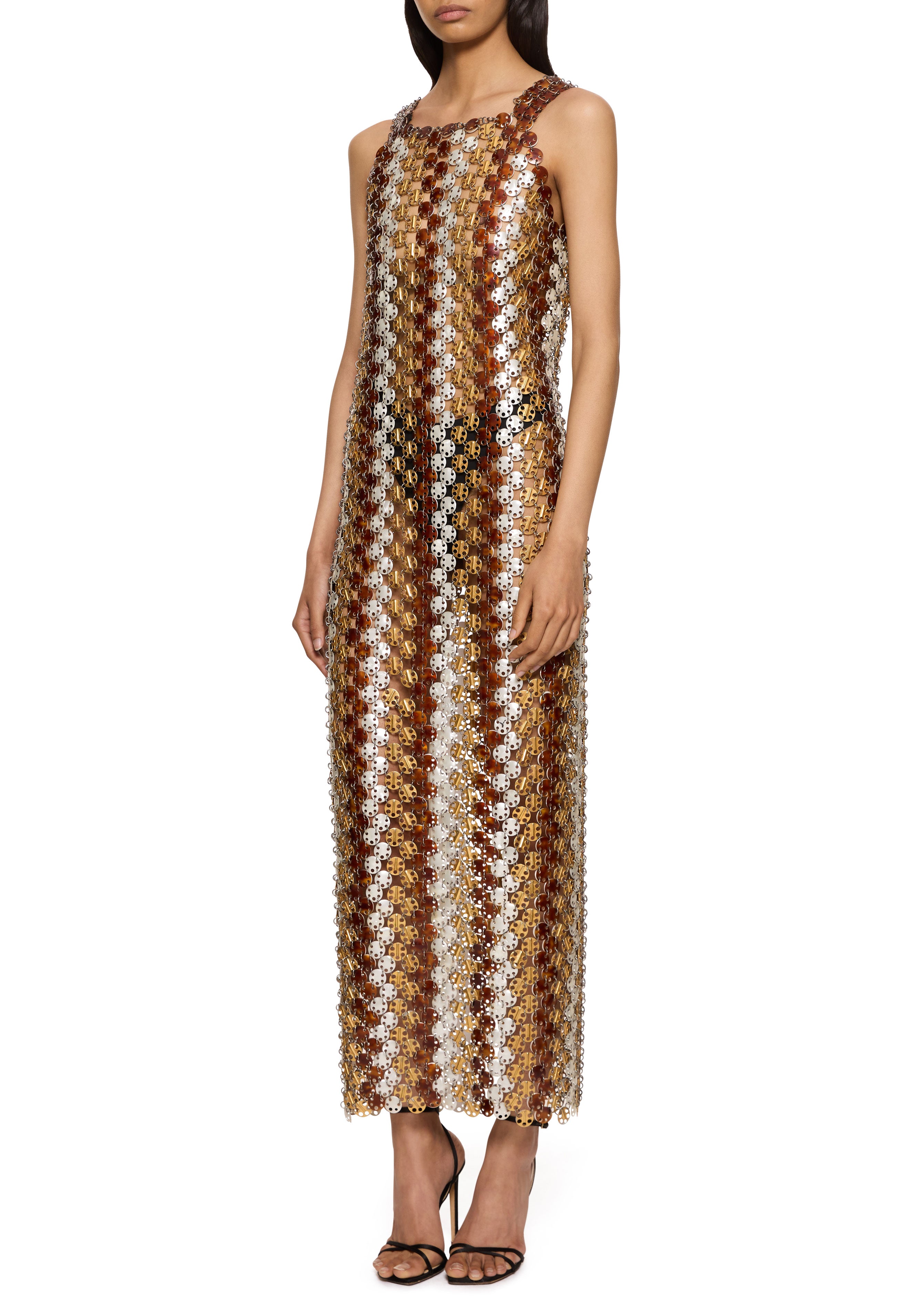 Spring Summer 1969 Paco Rabanne Bronze Metal Discs Couture Evening