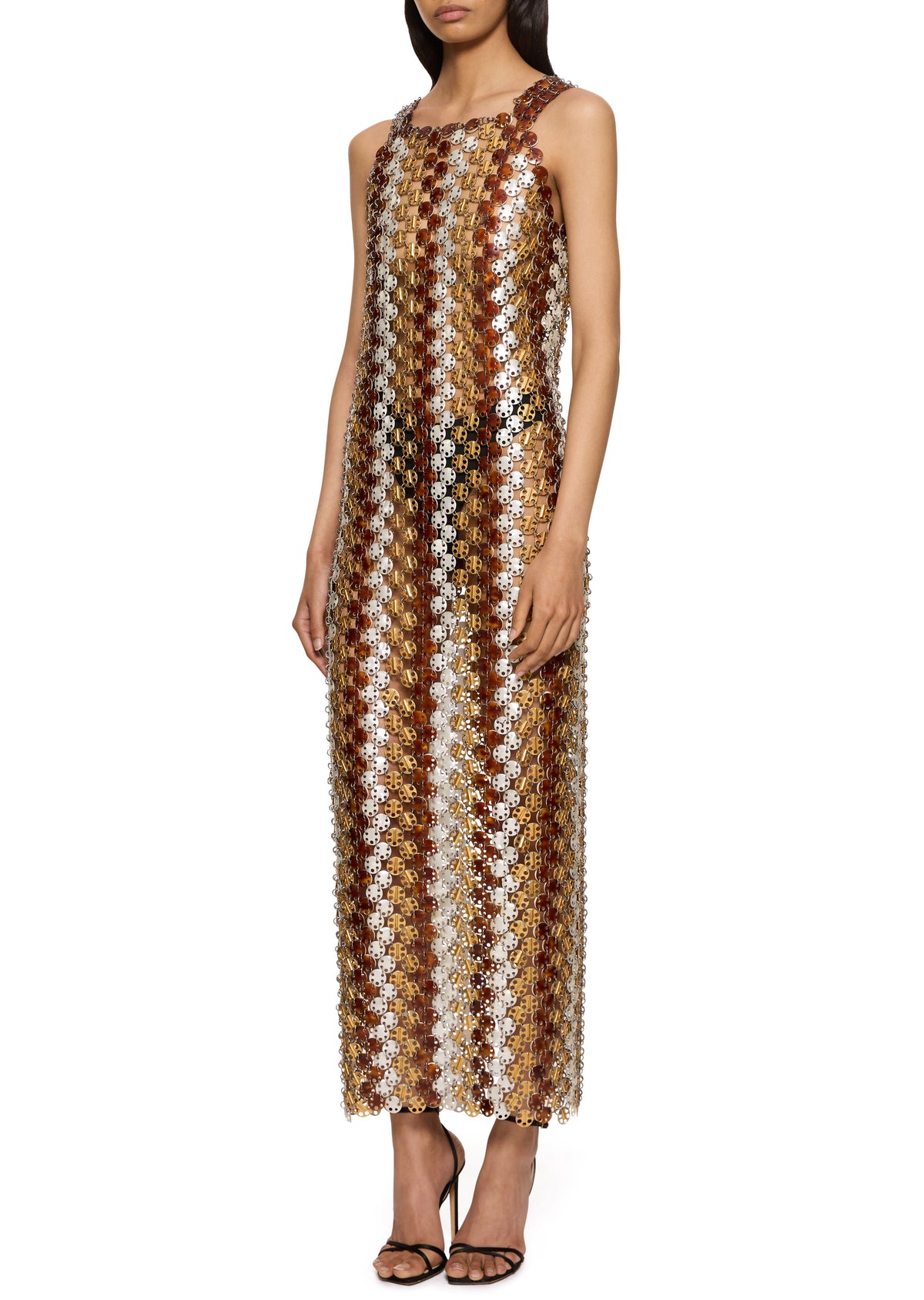 paco rabanne gold disc dress Paco Rabanne Vintage 1996 Gold Rhodoid Disc Do It Yourself Mini Dress at 1stDibs