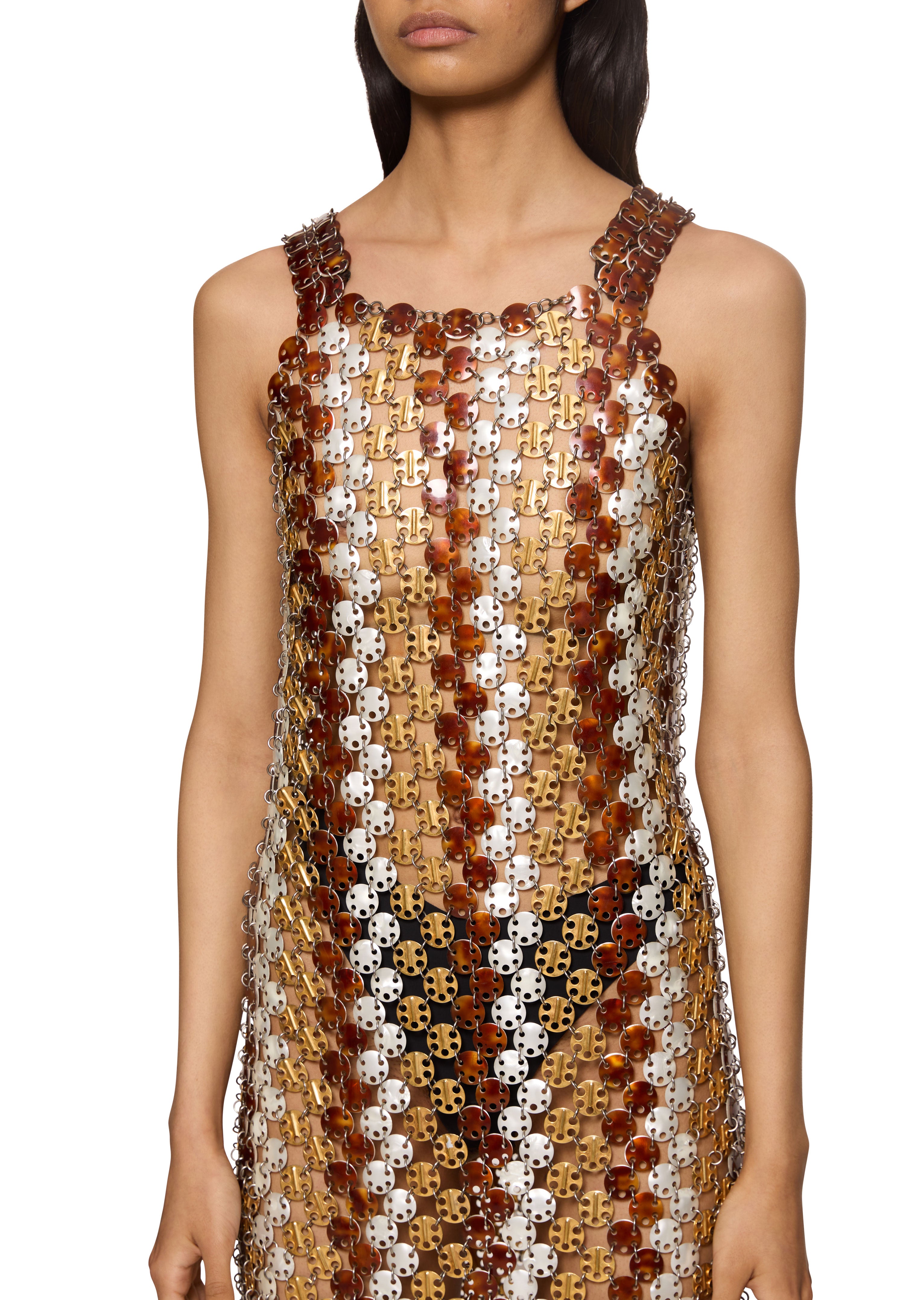 Spring Summer 1969 Paco Rabanne Bronze Metal Discs Couture Evening