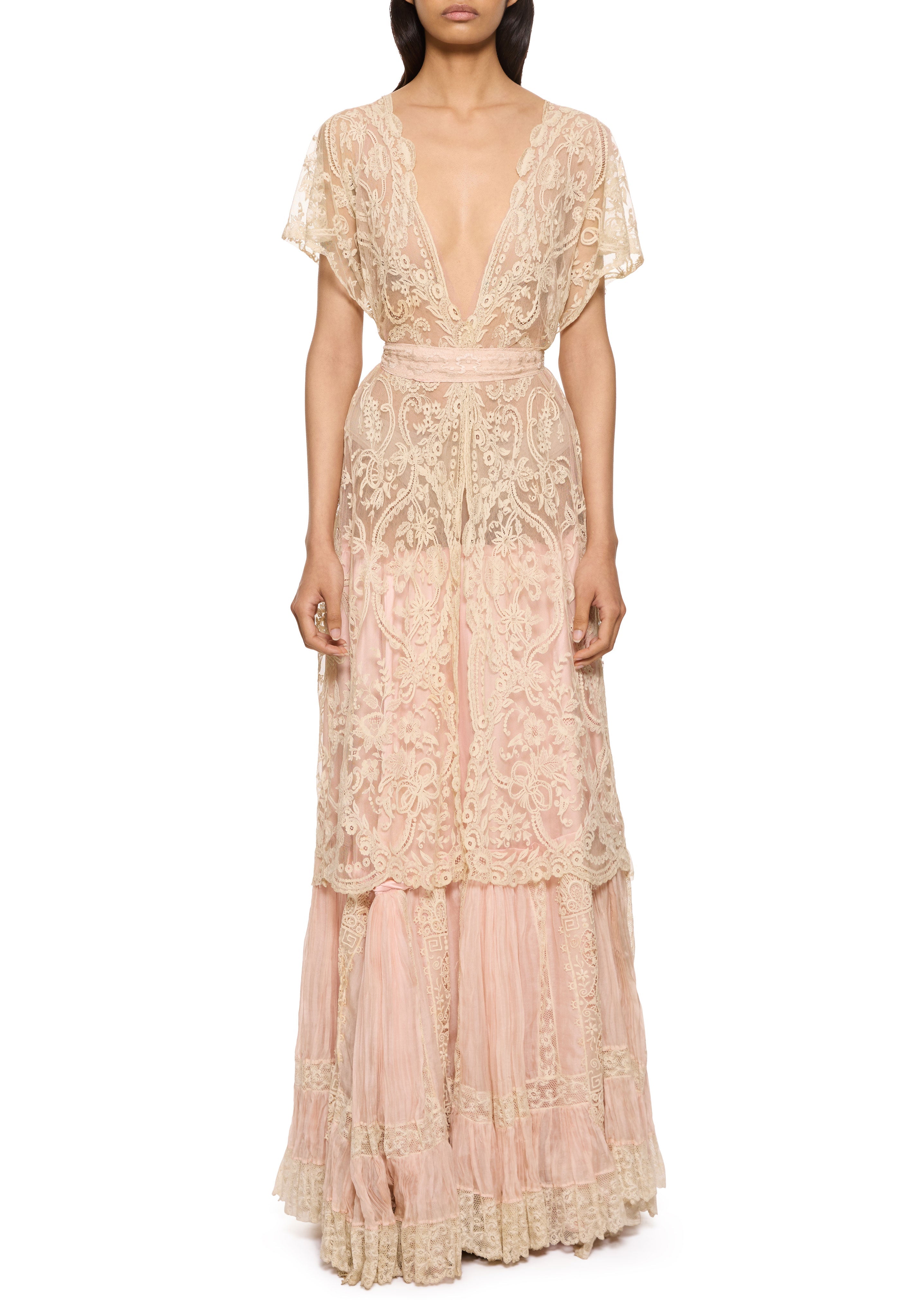 1920s Cream and Blush Intricate Lace Gown – Annie's Ibiza Online