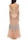 1920s Light Peach Tulle Embroidered Gown