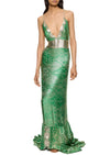 1920s Emerald Green Metallic Gown