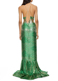 1920s Emerald Green Metallic Gown