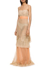 1920s Ivory and Peach Lace Gown