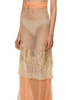 1920s Ivory and Peach Lace Gown