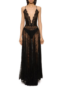 1930s Black Handmade Lace Gown