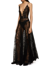 1930s Black Handmade Lace Gown