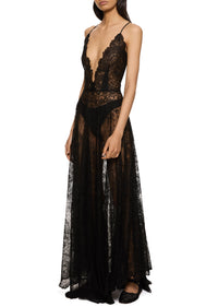 1930s Black Handmade Lace Gown