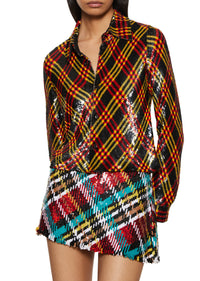 Sequin Tartan Mini Skirt