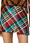 Sequin Tartan Mini Skirt