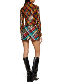 Sequin Tartan Mini Skirt