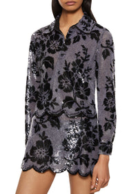 Sequin Lace Shirt - Black