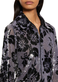 Sequin Lace Shirt - Black