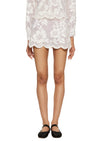 Sequin Lace Mini Skirt - White