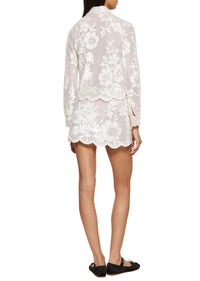 Sequin Lace Bias Shirt - White