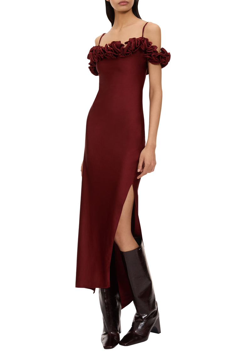 Ruffle Dress - Red Rhubarb