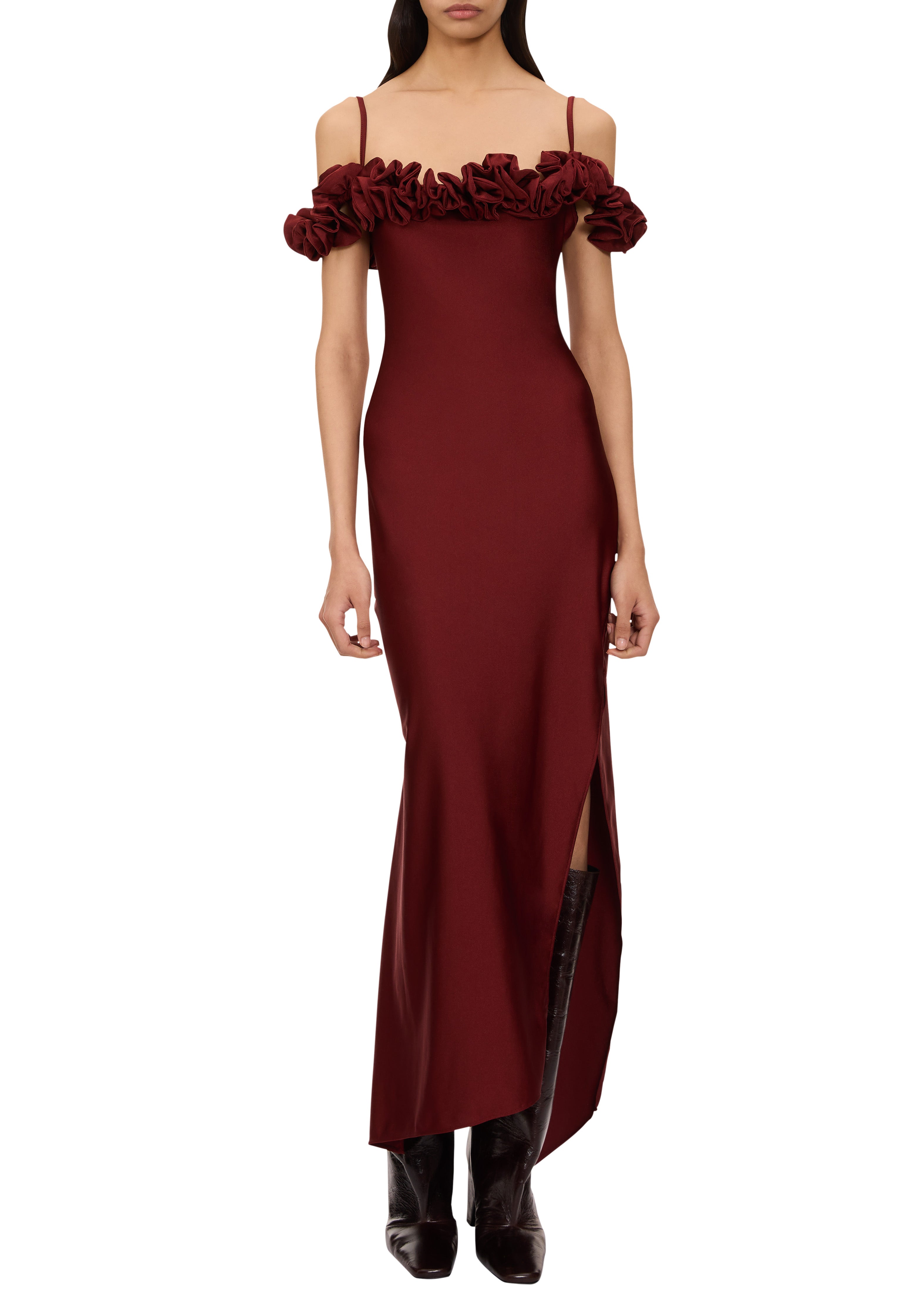 eunoia ユノイア glossy ruffle dress ワンピース eunoia - NEW BRAND