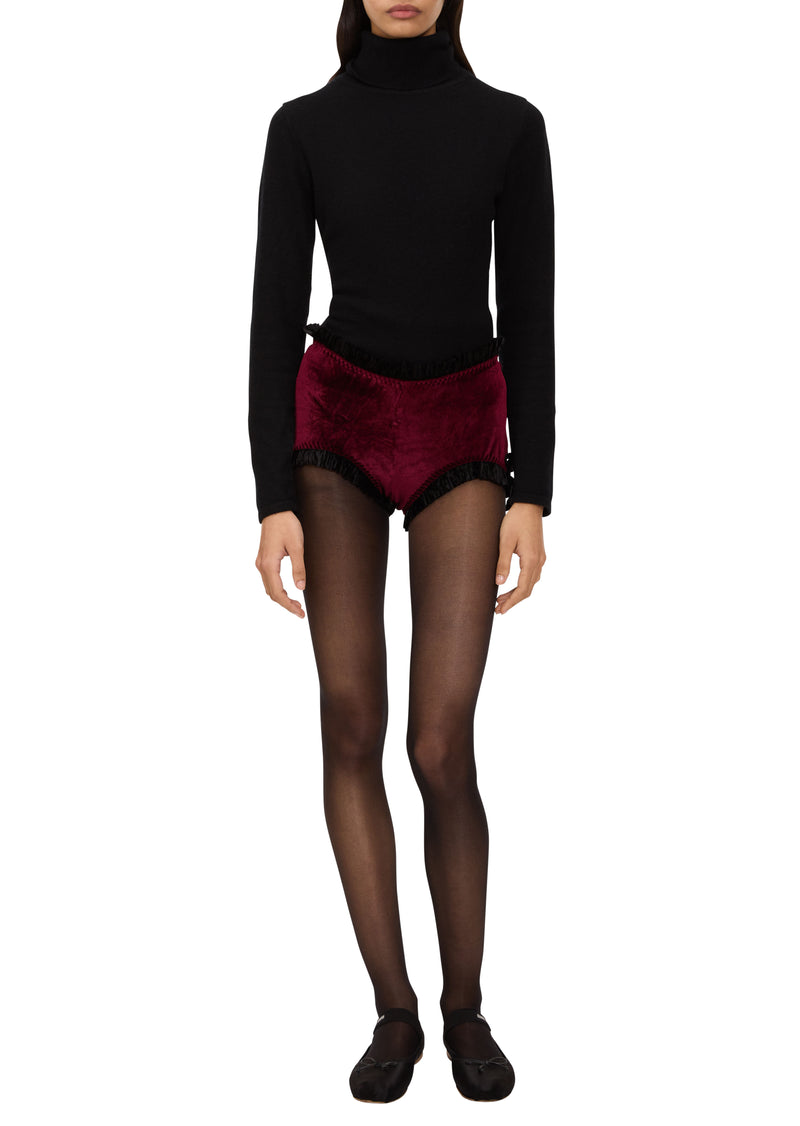 Vivienne Frill Hot Pants - Burgundy