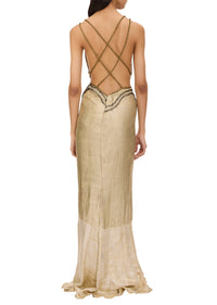 1920s Ivory and Gold  Metallic Gown