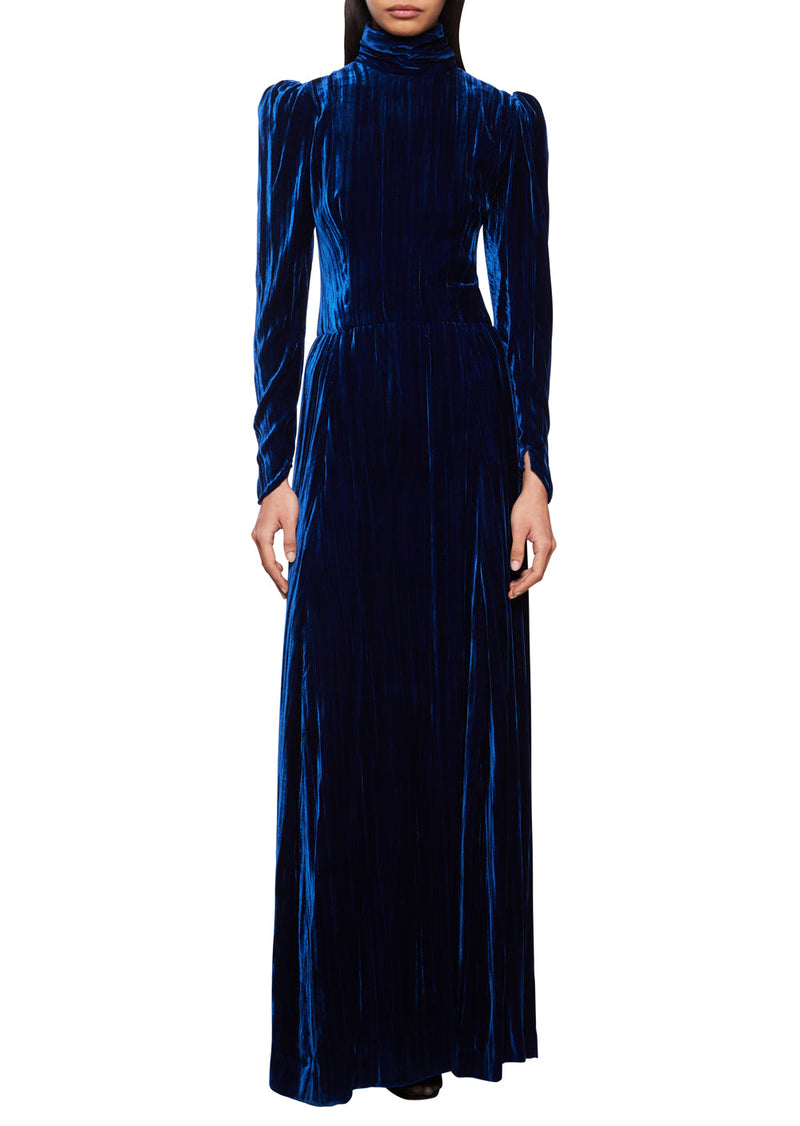 crushed velvet maxi dress long sleeve Emalina Long Sleeve Velvet Maxi Dress In Black Night Novas