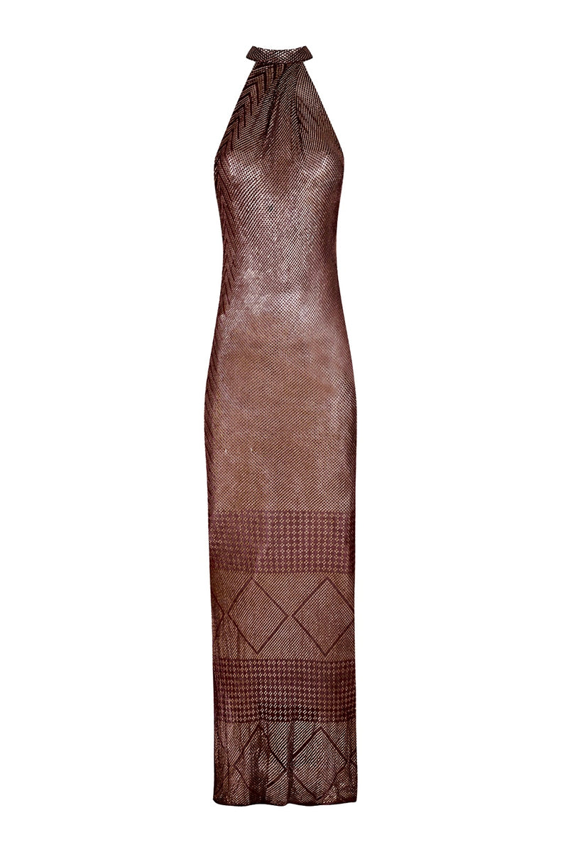 1920's Egyptian Burgundy Halter Gown