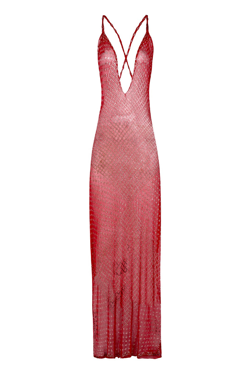 1920's Egyptian Red Strappy Gown