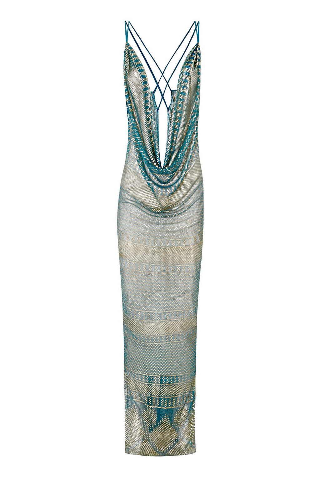 1920s Egyptian Dark Mauve Halter Neck Gown main image 1