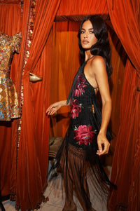 Gardenia Demi Couture Piano Shawl Halter Mini Dress - Annie's Ibiza