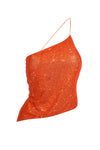 Cropped Crystal Mesh Top- Orange