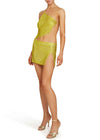 Cropped Crystal Mesh Top- Yellow