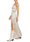 Blue Chinoiserie Silk Gown