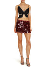 Wine Pailette Mini Skirt