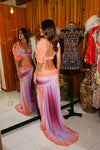 Long Wetlook Sunset Gradient Dress