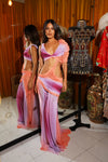 Long Wetlook Sunset Gradient Dress