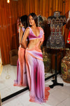 Long Wetlook Sunset Gradient Dress