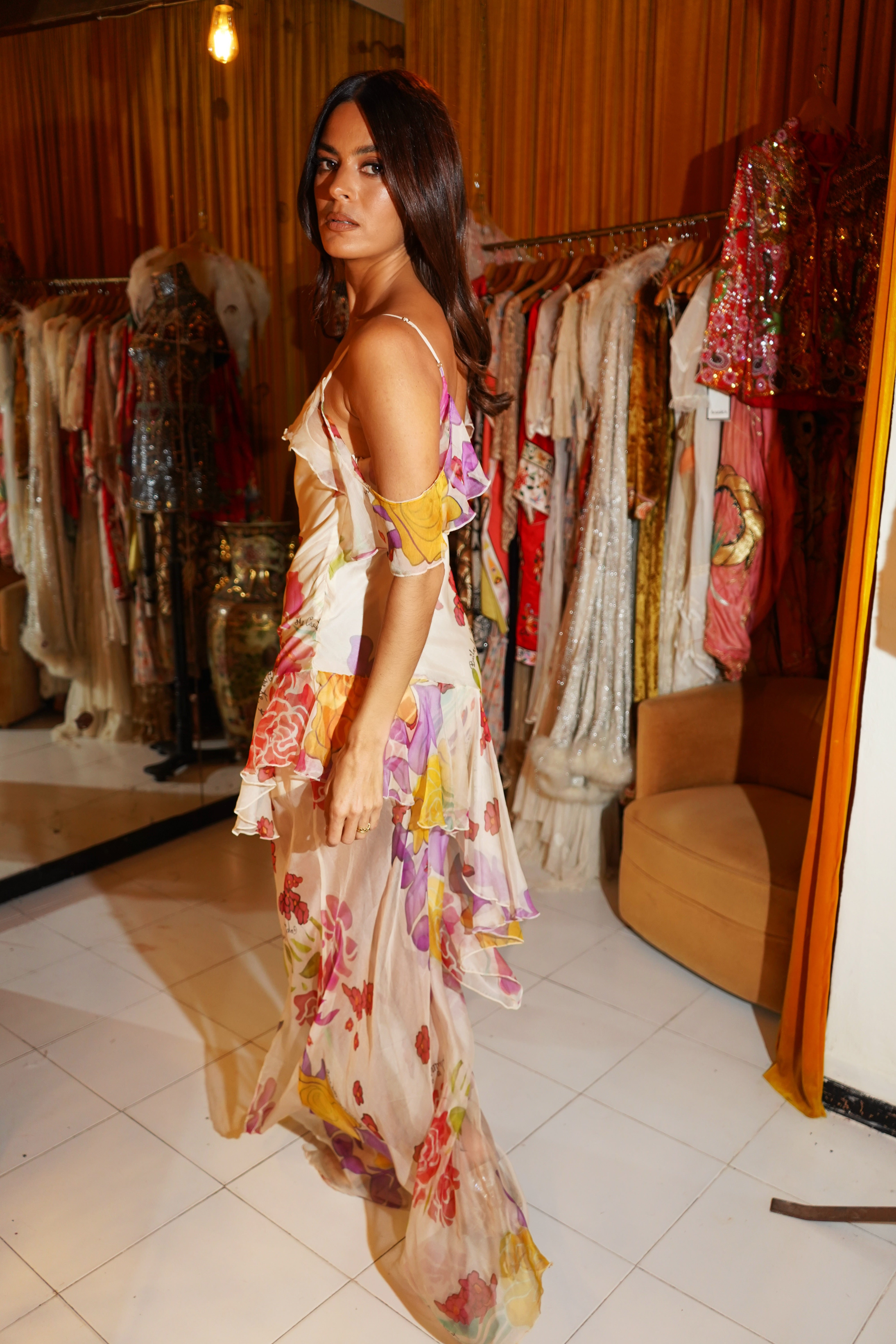 Flores Silk Chiffon Long Dress – Annie's Ibiza Online
