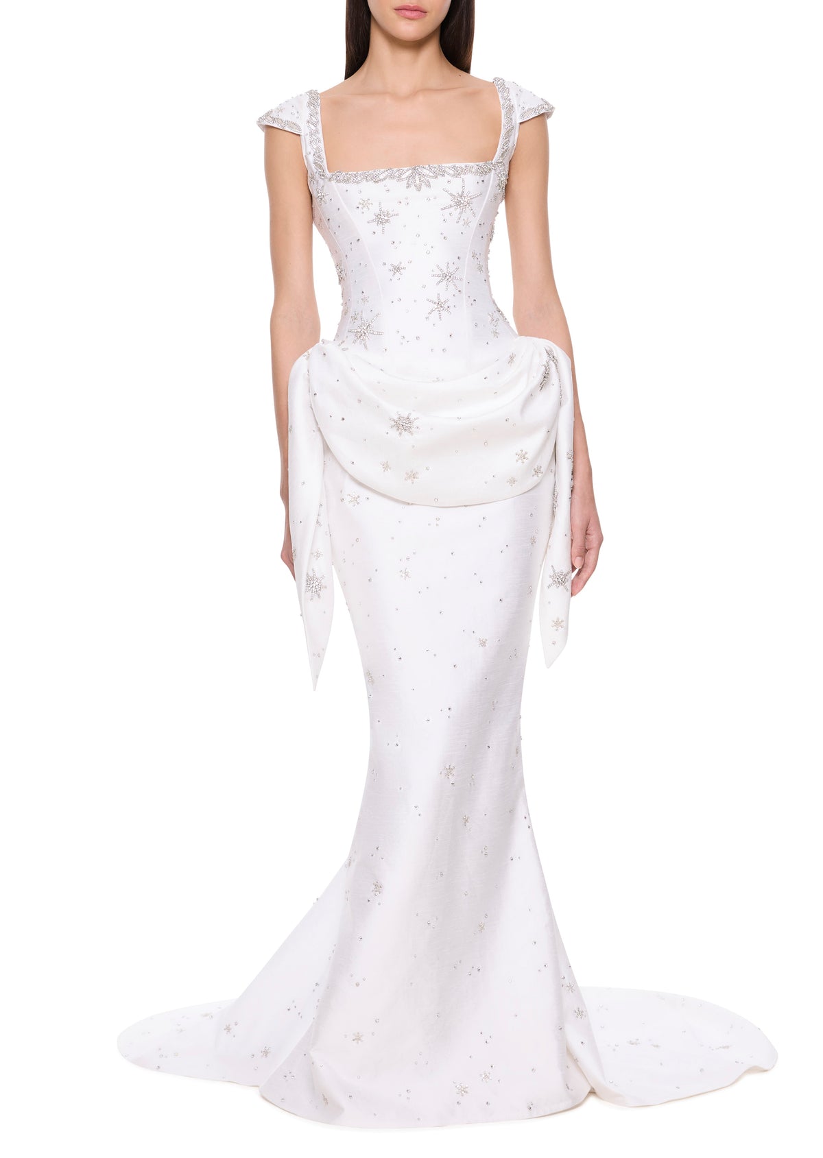 Estella Draped Gown - Bright White - Annie's Ibiza