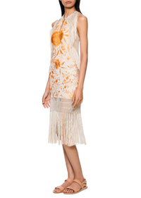 Acacia Demi Couture Piano Shawl Halter Fringed Mini Dress